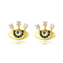 Unique Design Eyes Cubic Zirconia 14K Real Gold Plated Earring for Women